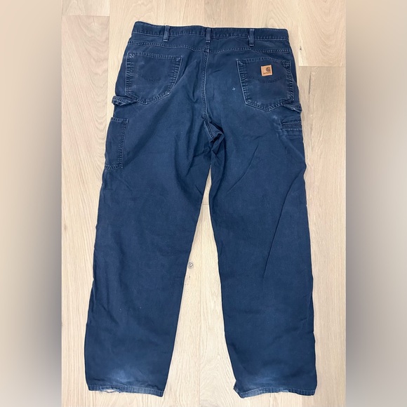 Carhartt Loose Fit Canvas Carpenter Work Pants B159 NVY - Picture 2 of 5